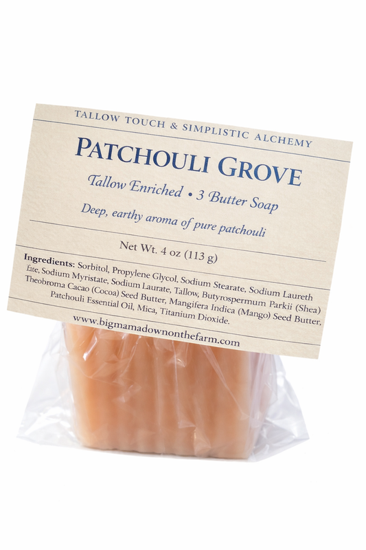 Patchouli Grove Tallow Enriched Soap – 3 Butter Blend